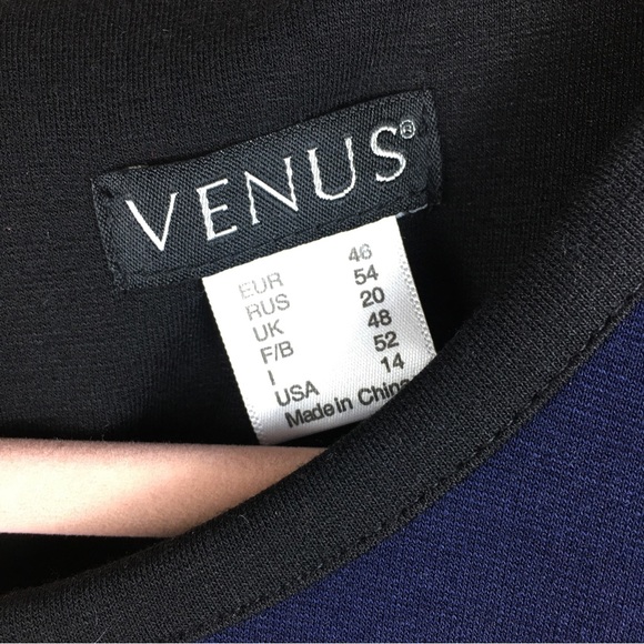 Venus Women's Navy Blue Black Asymmetrical Zip & Hem Sleeveless Dress Size 14 - Picture 2 of 11